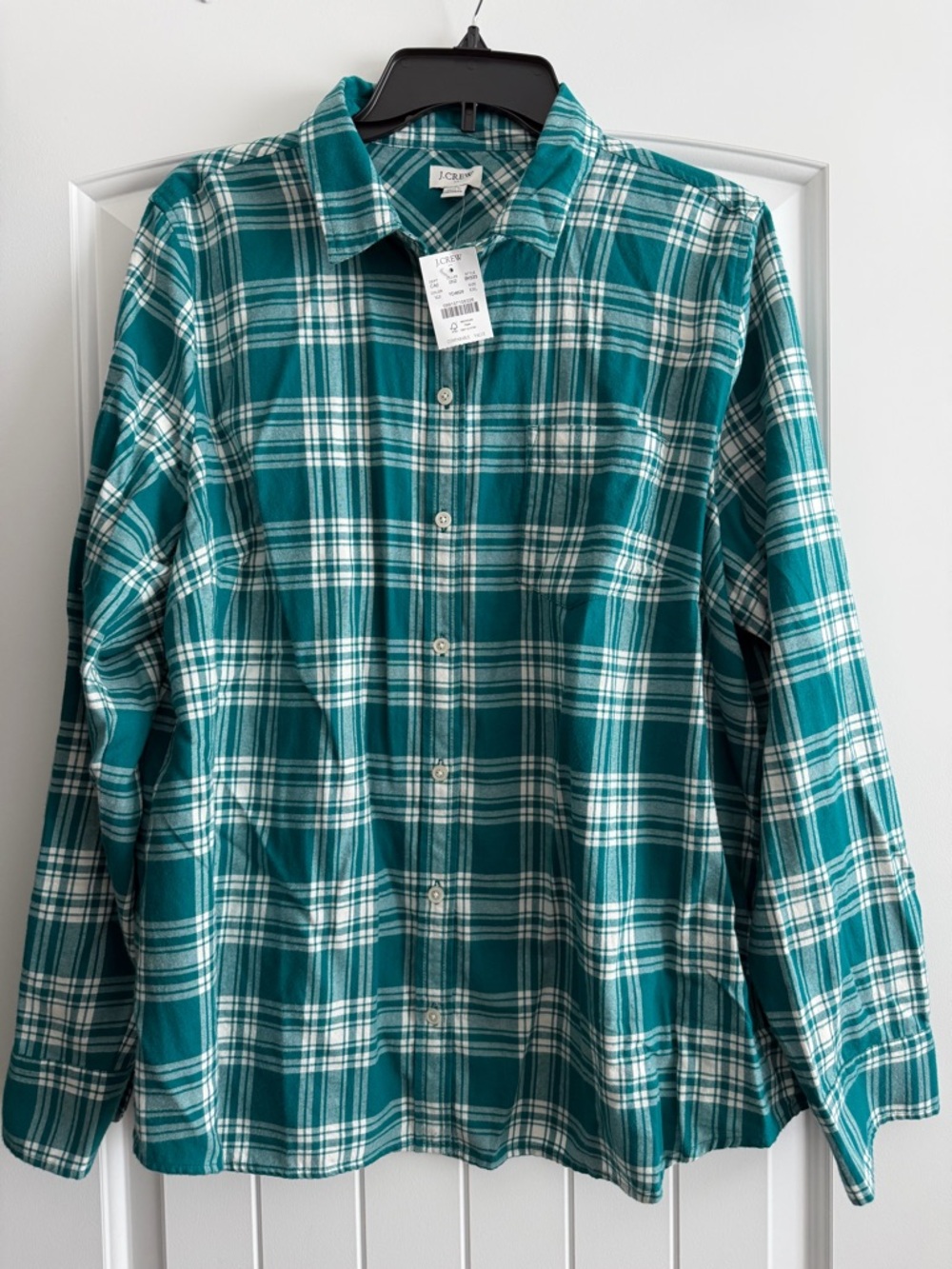 J. Crew Women’s Teal Plaid Long-Sleeve Button-Down Shirt